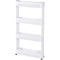 SONGMICS Estante para Hogar y Baño- Carrito de Cocina- Estantería de Cocina con 4 Niveles- 102-5 cm- Blanco KFR04W